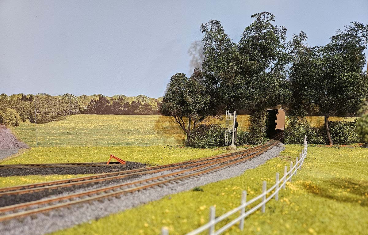 Track Entering Helix through Hole in Backdrop