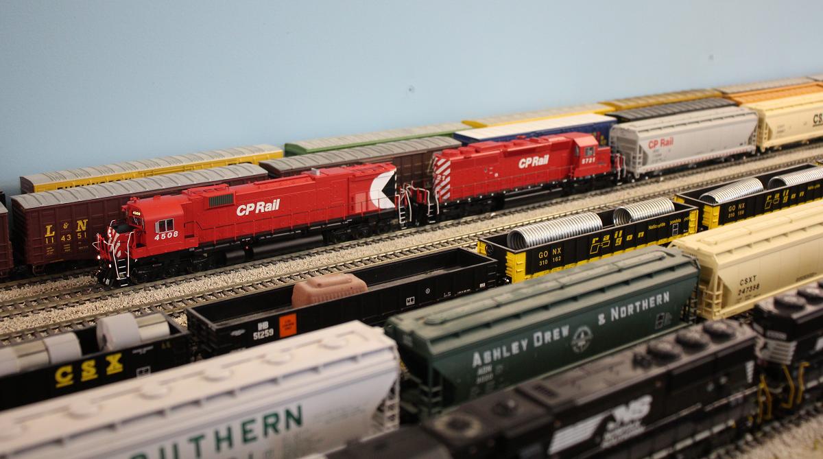 CP run through freight passing the yard in Benton Harbor